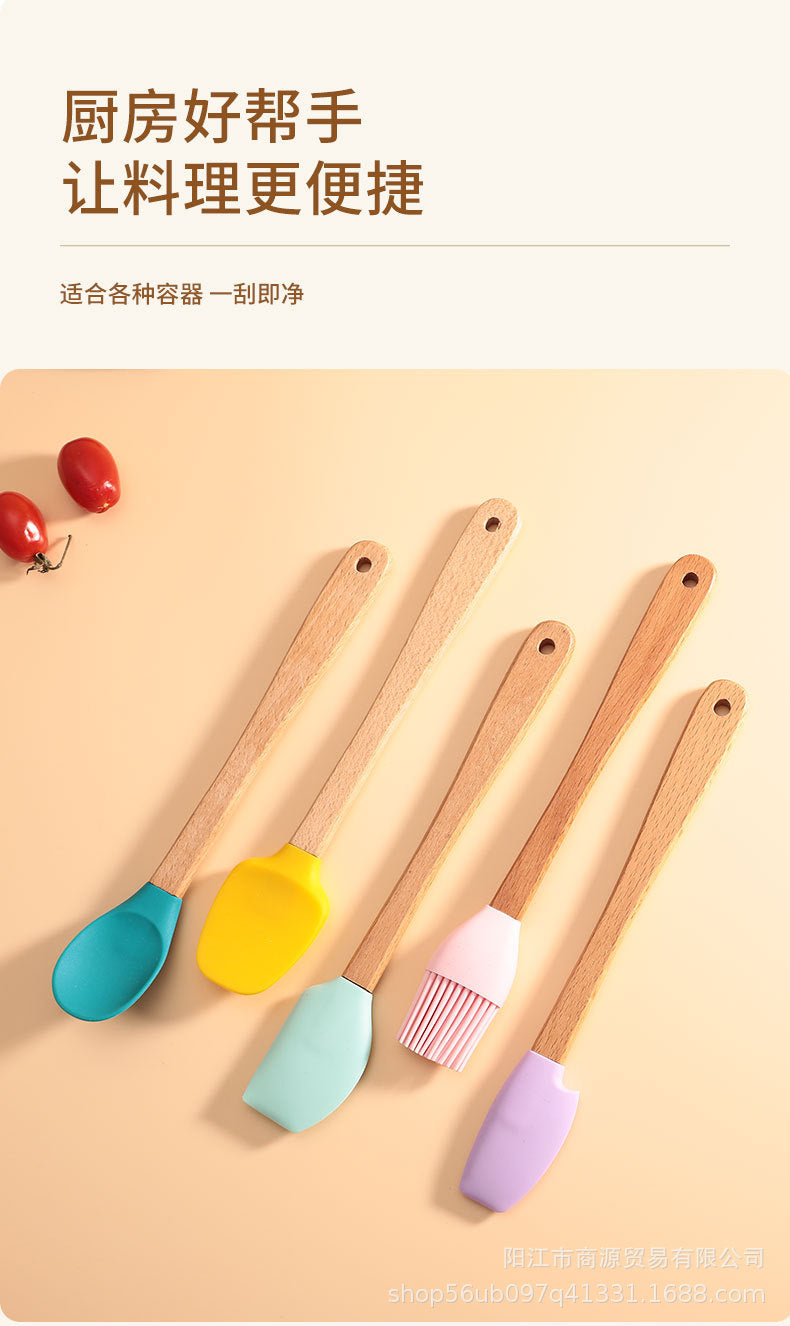 Silicone Large Scraper Special Wooden Handle Baking Silicone Kitchen Tool Cake Homemade Handmade Dessert