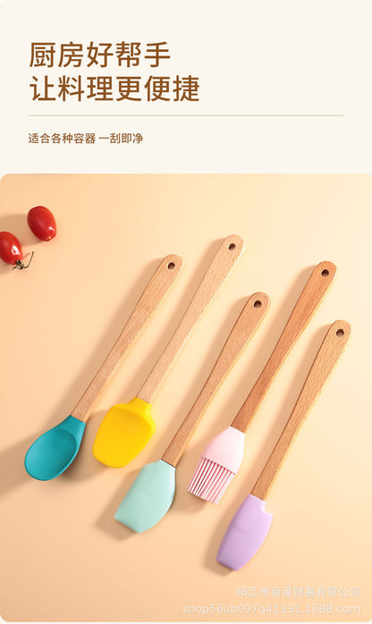 Silicone Large Scraper Special Wooden Handle Baking Silicone Kitchen Tool Cake Homemade Handmade Dessert