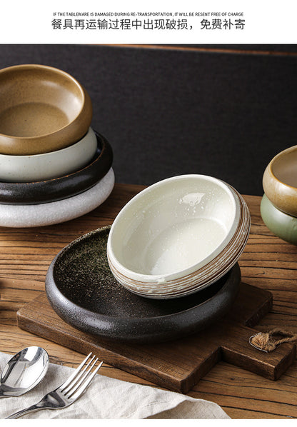Retro Japanese Style Ceramic Bowl Creative Personality Household Rice Bowl Restaurant Special Snack Bowl Dessert Salad Bowl