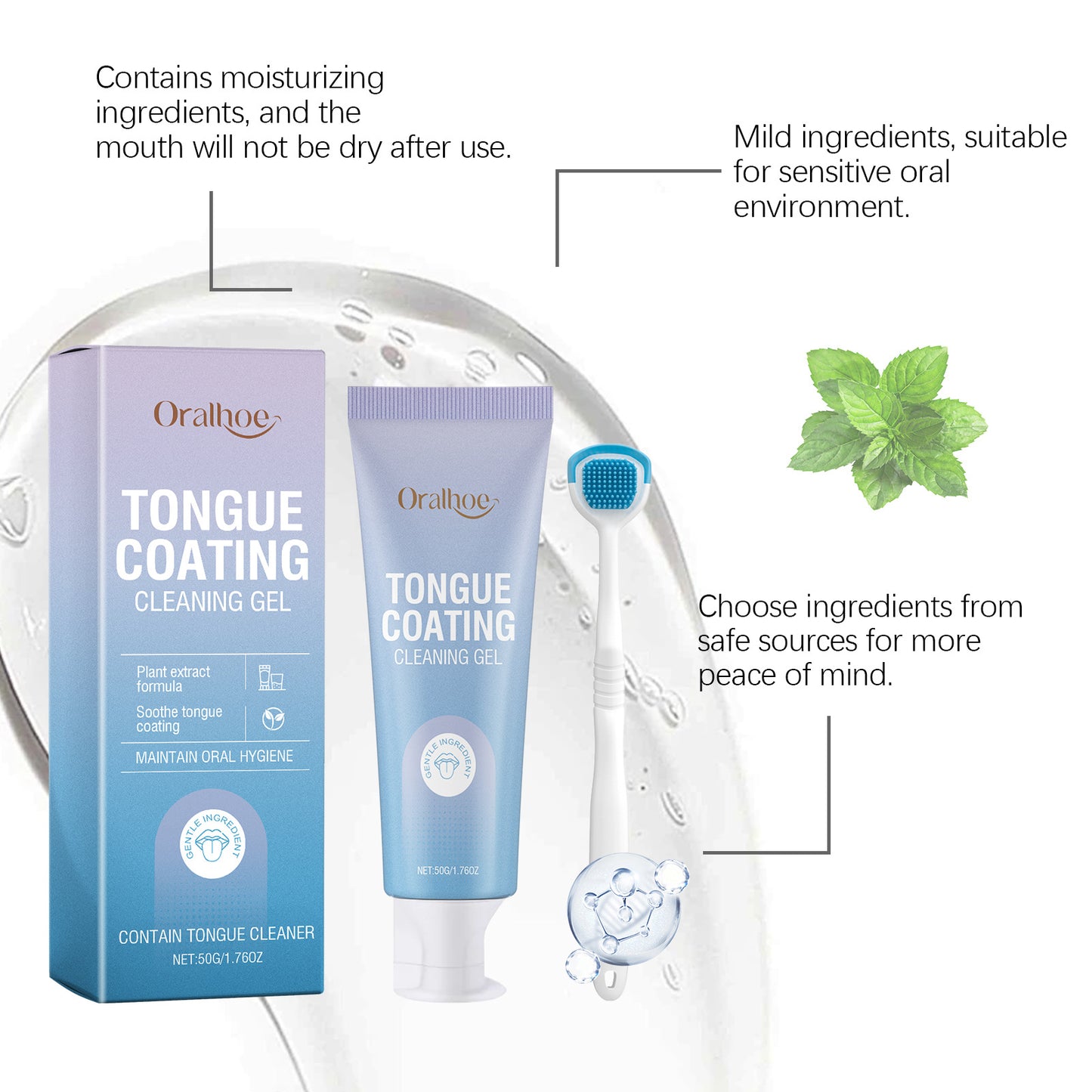 Tongue Cleaning Gel Set Bad Breath Inhibit Oral Bacteria Long Lasting Freshness Home Mouth Odor Eliminator Paste Toothbrush Kit