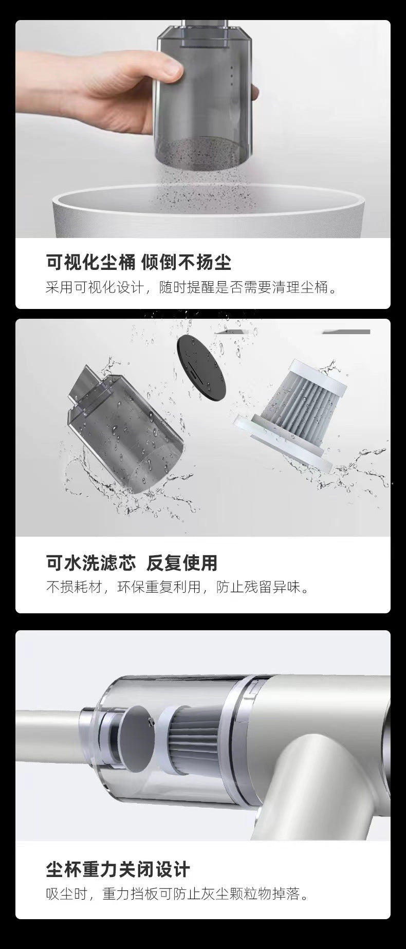 Car Vacuum Cleaner with Super Strong Suction, High Power, Wireless Charging, Smart, Portable, Desktop, Handheld, Small, Powerful Vacuum Cleaner