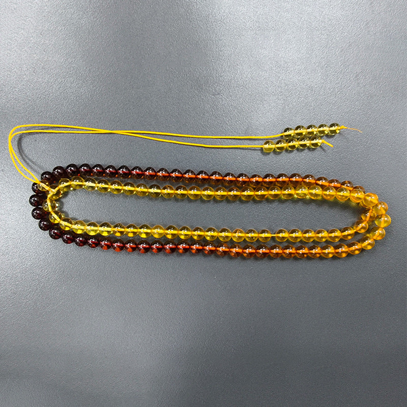 Baltic Amber Rainbow 108 Necklace National Style New Chinese Style Accompaniant Woolen Chain Natural Gold Pepper Blood Pepper All-Match