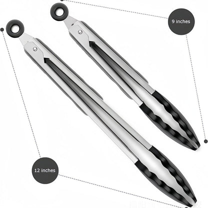 Silicone Clips for Kitchen Non-Stick Pans, Anti-Scalding and High Temperature Resistance, Household Barbecue and Steak Special Set, Stainless Steel Food Clips