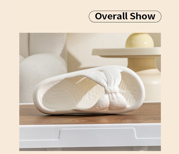 New Home Slippers for Women with Bows, Indoor Quick-Drying, Non-Slip, Bathing and Stepping on Shit, Solid Color Casual Sandals and Slippers Wholesale