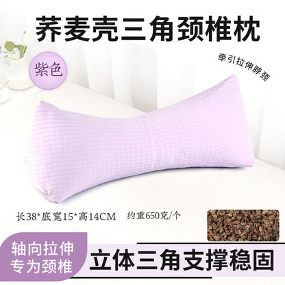 Cervical Spine Pillow Buckwheat Skin Pillow Sleeping Triangle Massage Pillow to Aid Sleep Hard Single Physiotherapy Neck Protection Buckwheat Triangle Pillow