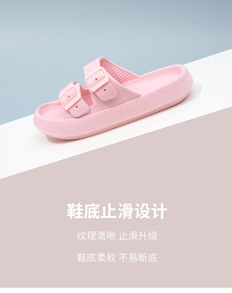 Foreign Trade Double Buckle Cool EVA Slippers Lovers Women's Beach Slippers Classic Men's Slippers