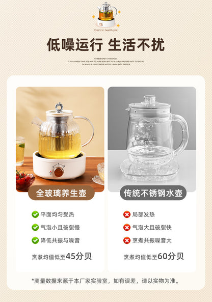 All-Glass Health Pot Multi-Functional Home Office New Insulated Tea Boiler Water Kettle Flower Teapot 110V