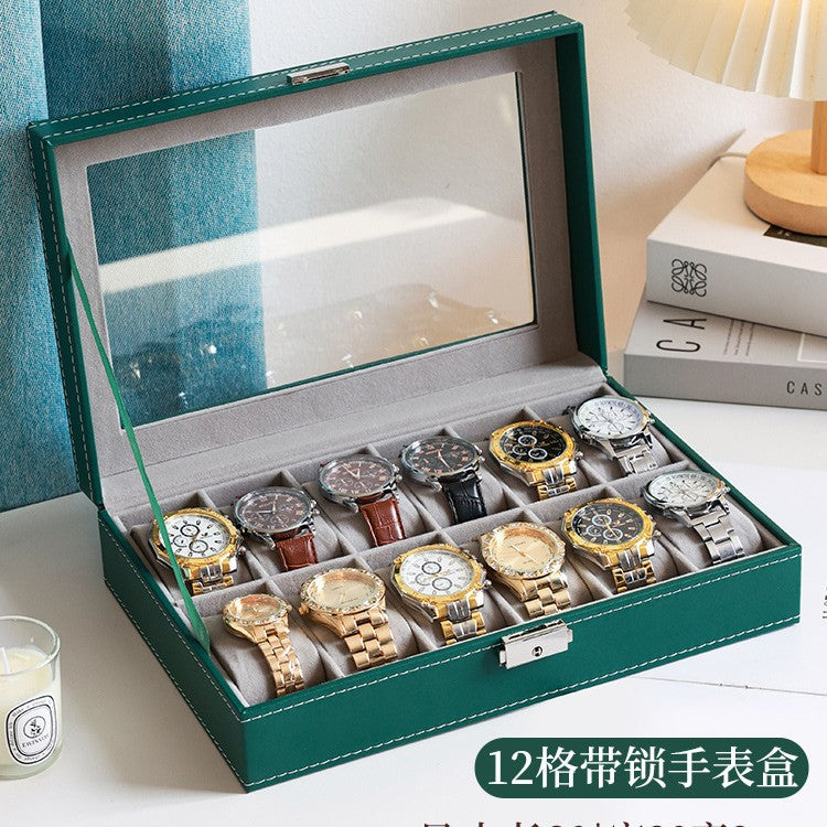 2025 New Leather Watch Box Storage Box with Lock Home Watch Organizer Display Box Mechanical Watch Jewelry Box