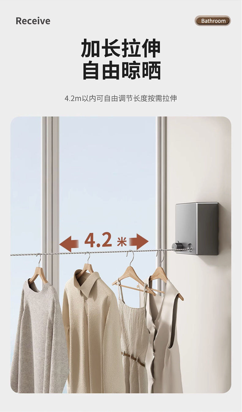 Invisible Clothesline Clothes Artifact Rope Indoor Punch-free Toilet Invisible Telescopic Balcony Rack