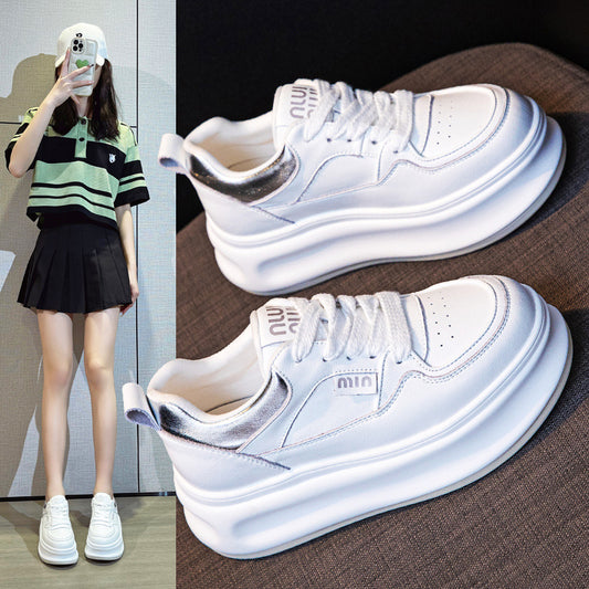 Thick-Soled White Sneakers for Women 2026 Spring and Autumn Hot-Selling Genuine Leather Breathable Sneakers for Women, Super Popular Versatile Casual Platform Shoes by PDG ibma