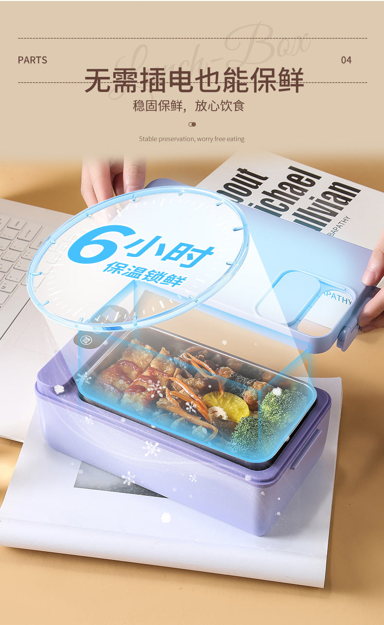 Cross-border Explosions Heating Insulation Lunch Box Rechargeable Office Student Bento Box Wireless Water-free Electric Heating Lunch Box