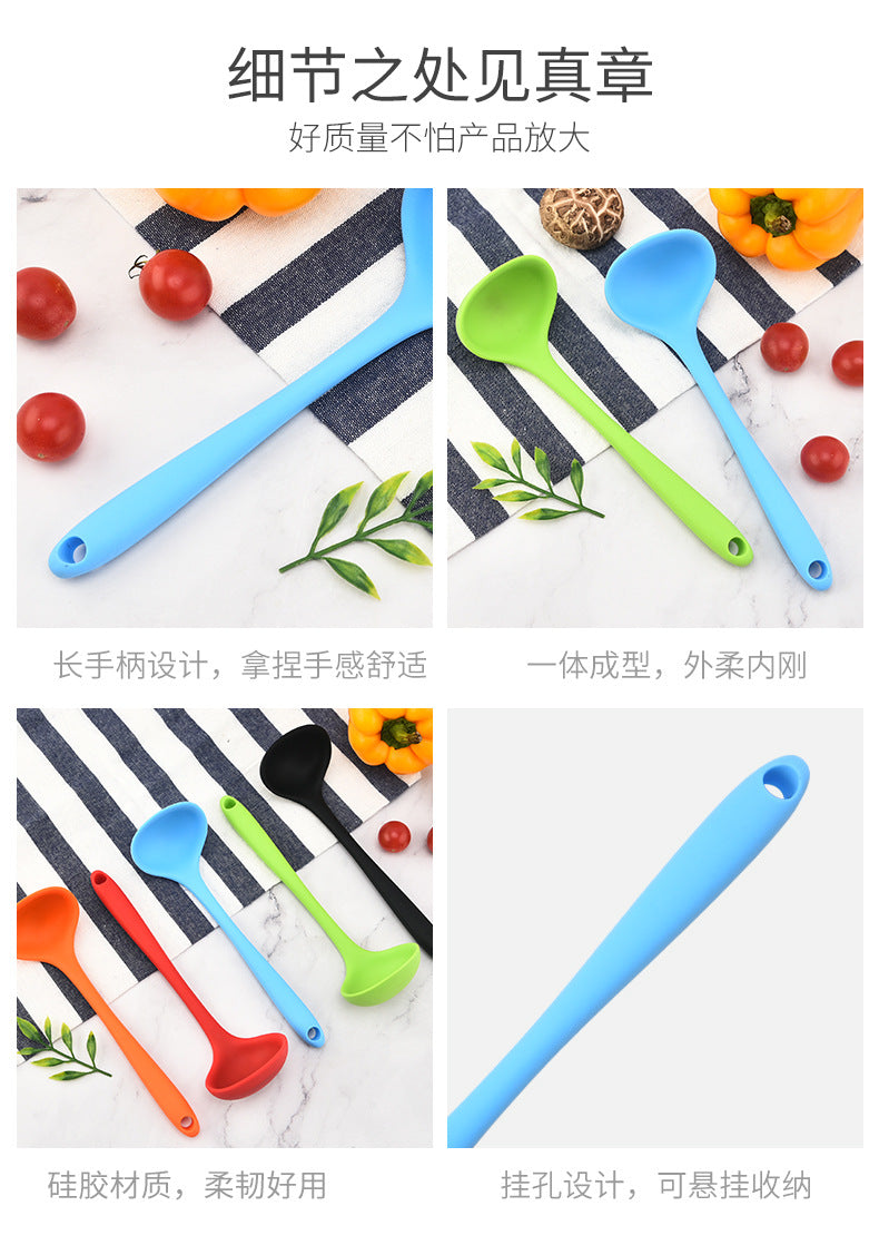 Silicone Mini Soup Spoon Kitchen Cooking Soup Spoon Children's Food Supplemented Soup Spoon Food Grade Material Silicone Soup Spoon 21cm