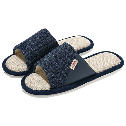 Linen Slippers for Men 2025 New Summer Indoor Home Soft-Soled Non-Slip Breathable Deodorant Cotton and Linen Slippers for Men