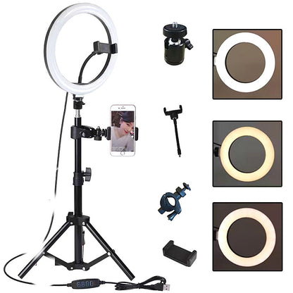 Cross-Border Hot Selling 10inch 12inch Ring Fill Light Photography Live Broadcast Floor Flash Ring Light Set Light