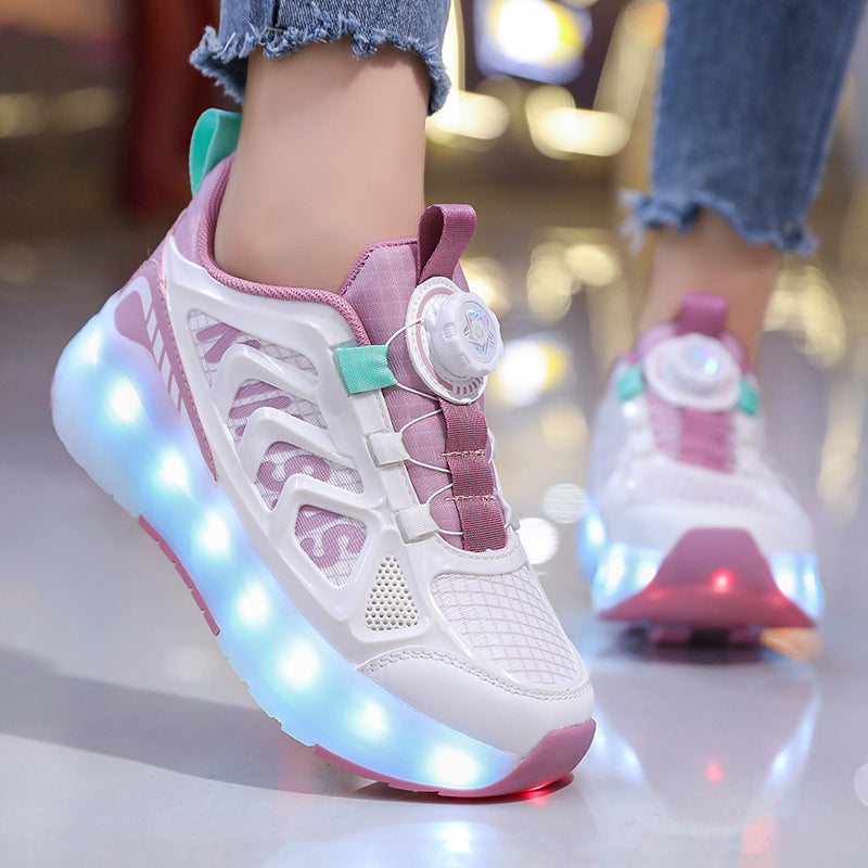 Cross-Border Children's Four-Wheel Roller Shoes, Boys' Light-Up Shoes, Detachable Girls' Student Sports Shoes, Children's Roller Skating Shoes