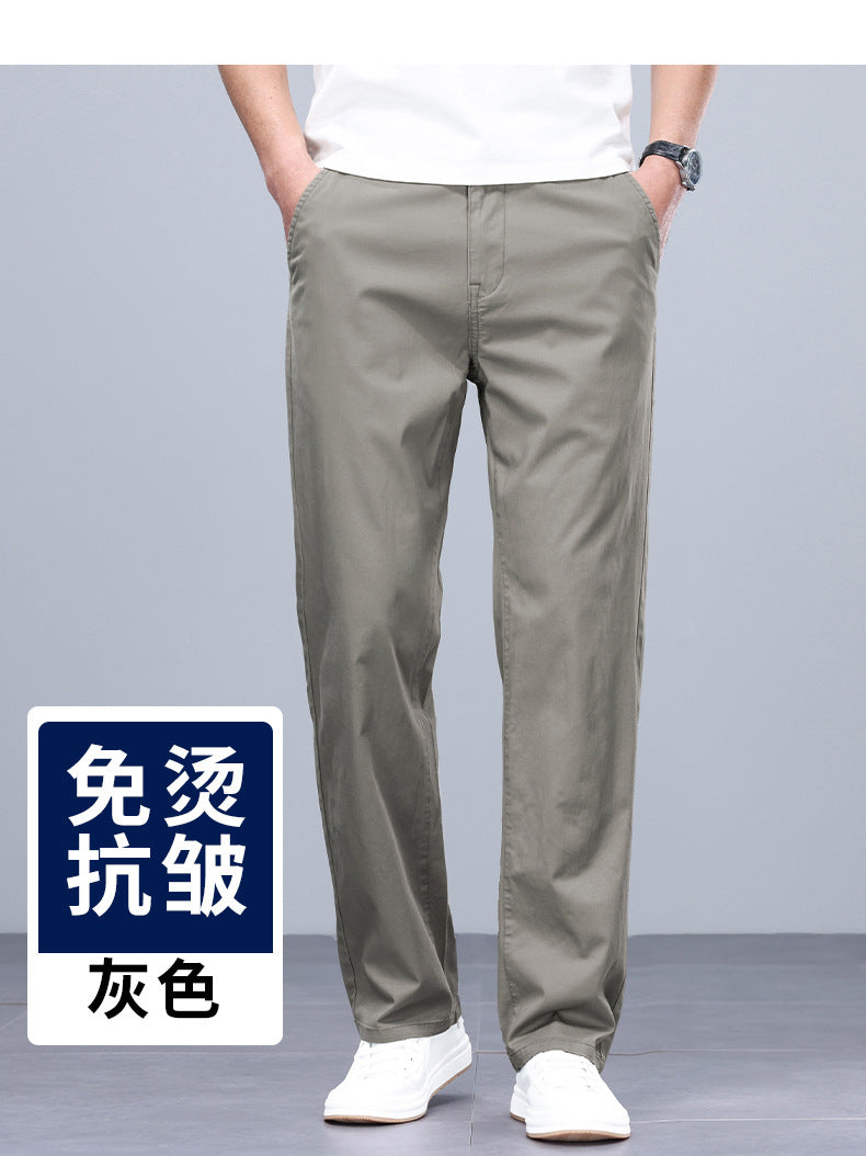 Binhaolu Men's Clothing High-End Pure Cotton Casual Pants for Men, Autumn and Winter Style with Fleece, New Business Style Men's Pants in Navy Blue