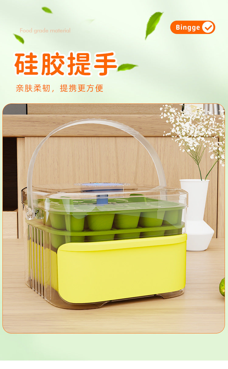 Ice Cube Mold Press Ice Cube Frozen Ice Cube Artifact with Lid Food Grade Homemade Ice Box Household Refrigerator Storage Box