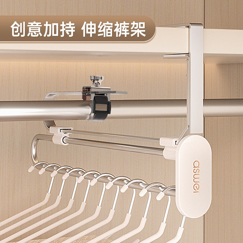 Pull-out trouser rack telescopic slide rail top trouser hanger clothes rail wardrobe built-in pants hanging pants hanging storage wholesale