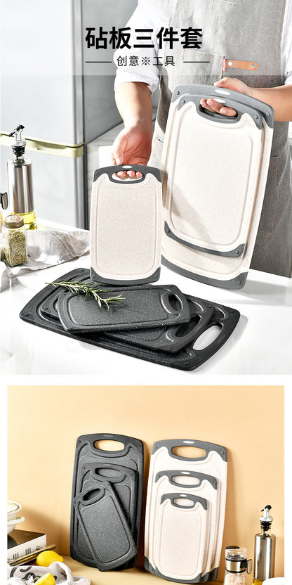 Cross-border wheat straw cutting board kitchen multifunctional double-sided cutting board cutting board chopping board 3 suit food supplement board