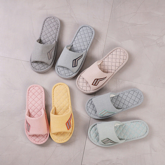Baotou Spring & Fall Indoor Comfortable and Breathable Linen All Year Round Home Fabric Sandals for Women and Couples Floor Soft Bottom Home