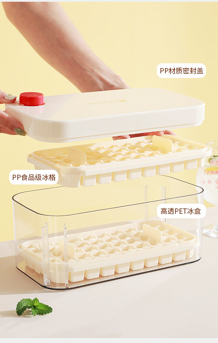 Ice Cube Mold Food Grade Household Pressed Ice Tray Large Capacity Ice Cube Storage Box Refrigerator Homemade Frozen Ice Artifact