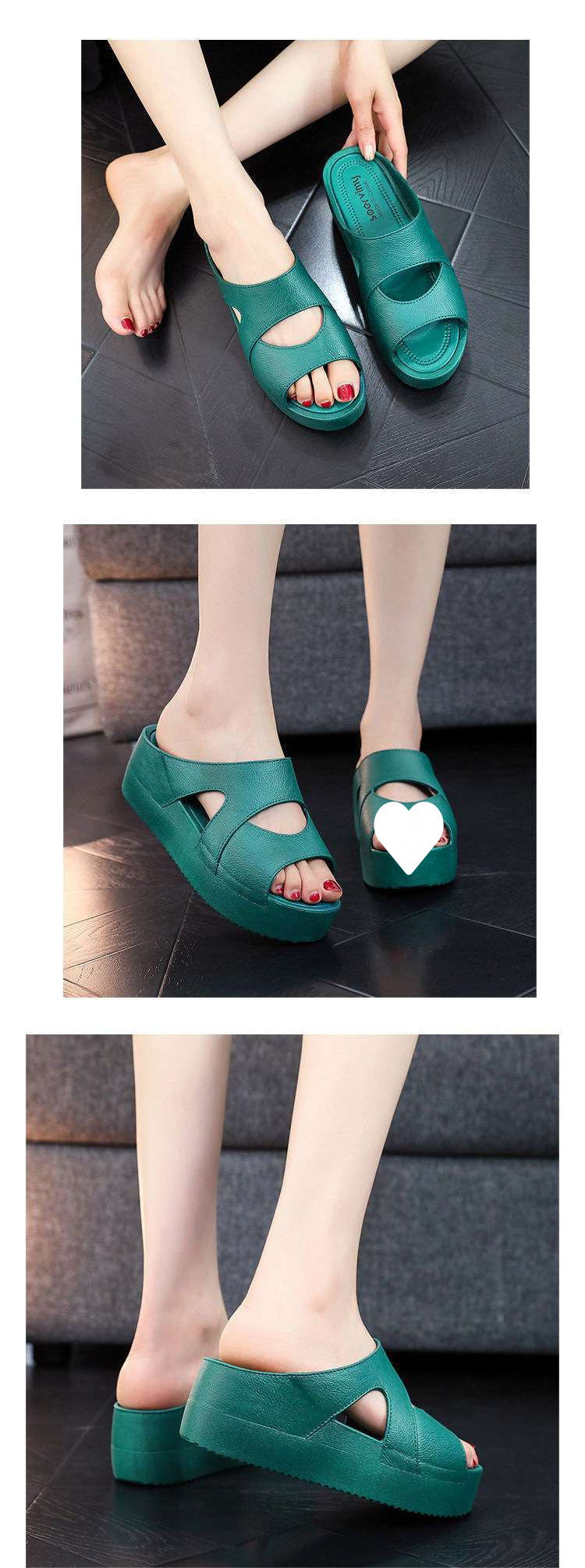 High-Heeled Slippers for Women to Wear in Summer, Ultra-Thick Soles, New Home Hot Style Wedge Heels, Platform Slippers, Non-Slip Plastic Sandals