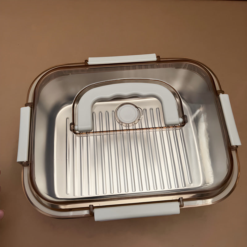 304 Stainless Steel Preservation Box Food Sealed Lunch Box for Microwave Lunch Box Large Capacity Square with Handler