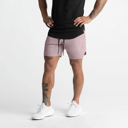 Crazy muscle men's shorts single layer woven quick-drying solid color running fitness sports casual American fifth pants