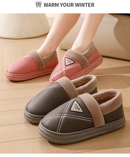 Plus Size 4647 Cotton Slippers for Men Waterproof Winter Indoor Home Non-Slip Warm Fleece-Lined Thickeneded Couple Cotton Shoes for Women
