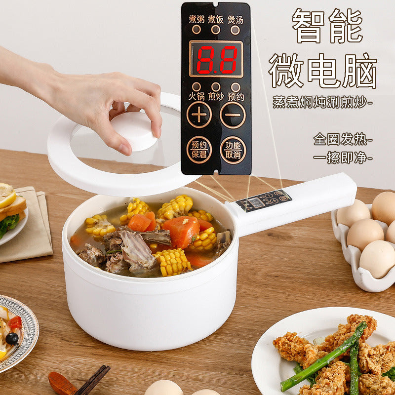 Electric Cooking Pot Intelligent Multi-Function Long Handle Single Handle Small Electric Pot Student Dormitory Electric Hot Pot Electric Cooking All-In-One Pot for Home Use