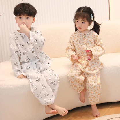New Class A Children's Cotton Yarn Pajamas suit Boys and Girls Home Clothes Two-piece Cotton Baby's Spring and Autumn and Summer Children's Clothing