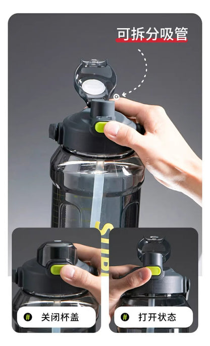 Large-Capacity Sports Water Cup Internet Celebrity Fitness High-Temperature-Resistant Plastic Cup Extra-Large Water Kettle Portable Straw Cup
