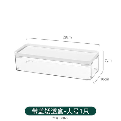 Multi-size Transparent Refrigerator Storage Box Snacks and Sundries Storage Box Cosmetic Finishing Multifunctional Transparent Superposable