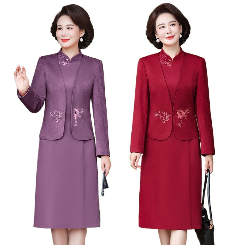 2024 New Chinese Mother's Wedding Dress Two-Piece Wedding Dress for dress Women's Spring and Autumn Middle Year Happy Mother-in-Law Wedding Dress