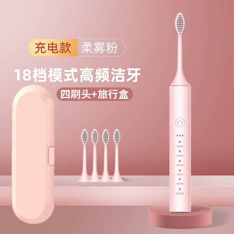Factory wholesale soft bristle toothbrush flusher portable adult children universal ultrasonic electric toothbrush charging