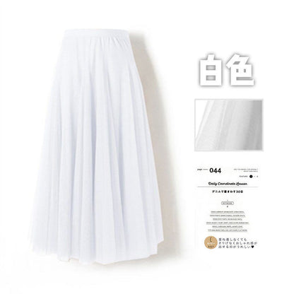 Mesh Skirt Long Skirt Mid-length A- line Skirt Summer Square Dance Skirt 720 Degree Large Swing Skirt in stock Hair