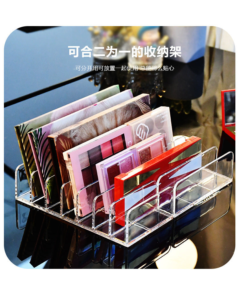 Cross-border Eye Shadow Plate Storage Rack Transparent Powder Cake Box Desktop Drawer Split-compartment Cosmetic Cosmetic Storage Rack Customization