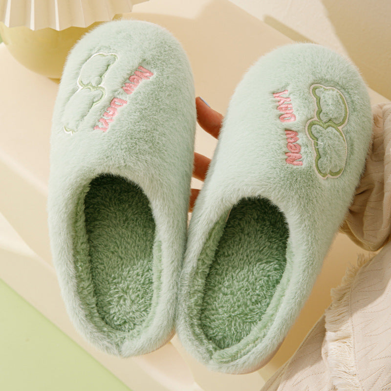 Cold-Proof Cotton Slippers for Women, Autumn and Winter Indoor Home Non-Slip Couple's Thick-Soled Furry Slippers for Men, Winter Home Use