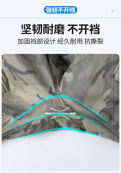 Summer Pure Cotton Thin Work Clothes Set for Men and Women Stretch Camouflage Clothing for Welders Wear-resistant Work-protection Clothing Casual Suit