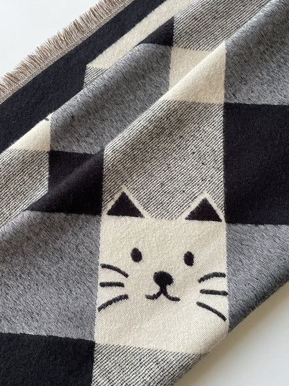 Niche Designer Cartoon Cat Cute Cashmere Scarf Women's Autumn and Winter Warm Thickened Neck Shawl New