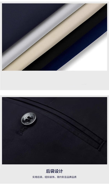 Business Pants Men's Casual Pants Summer Ultra-thin Stretch Ice Silk Men's Pants Middle-aged Loose Straight Suit Pants
