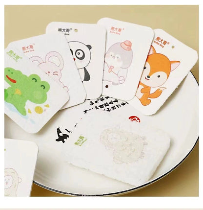 Compressed Wood Pulp Cotton Kitchen Cleaning Dishwashing Sponge Compressed Sheet Absorbs Water, Decontaminates and Does Not Stick to Oil Sponge Block Cartoon Printing