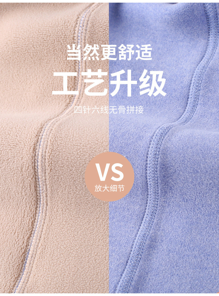 Autumn and winter fleece-lined children's clothing large children's mid-collar autumn pants children's inner warm bottoming shirt children's home clothing suit