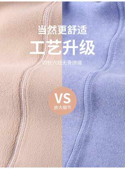 Autumn and winter fleece-lined children's clothing large children's mid-collar autumn pants children's inner warm bottoming shirt children's home clothing suit