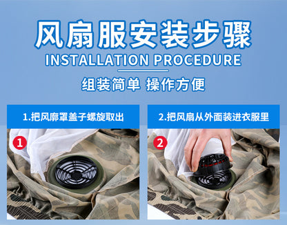 New Fan Sun Protection Clothing, Heatstroke Prevention Outdoor Work Clothes, Refrigeration Fishing Clothing for Men and Women with Fans to Cool down