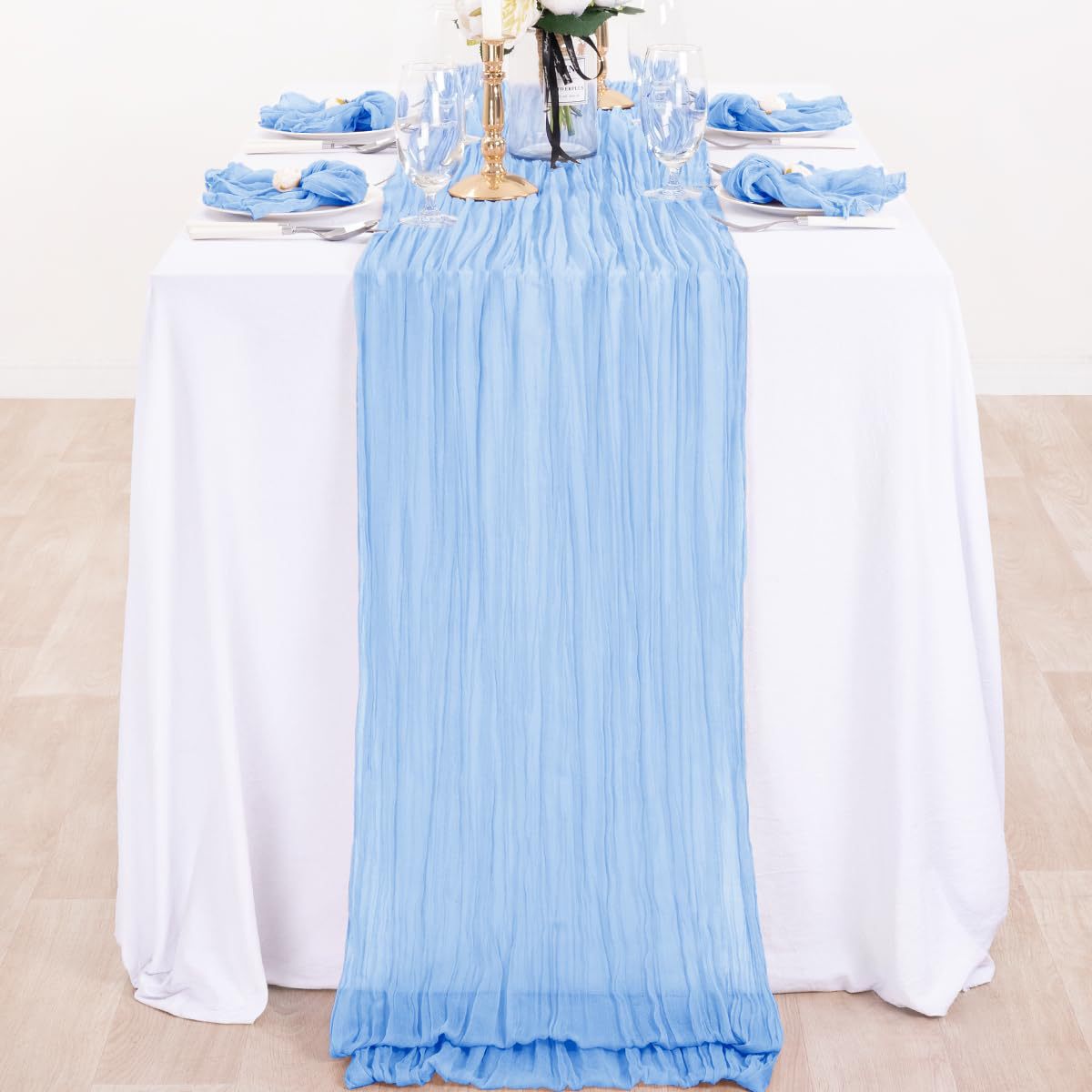 Cross-border foreign trade wholesale Bali yarn wrinkled table flag twist table flag tablecloth wedding party decoration wrinkled table flag
