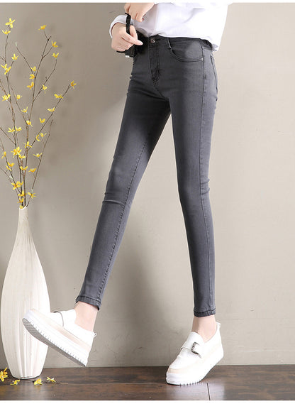 Dark Blue Jeans Women's 2023 New Summer High Waist Summer Thin Stretch Slim-Fit Small Feet Nine-point Tight