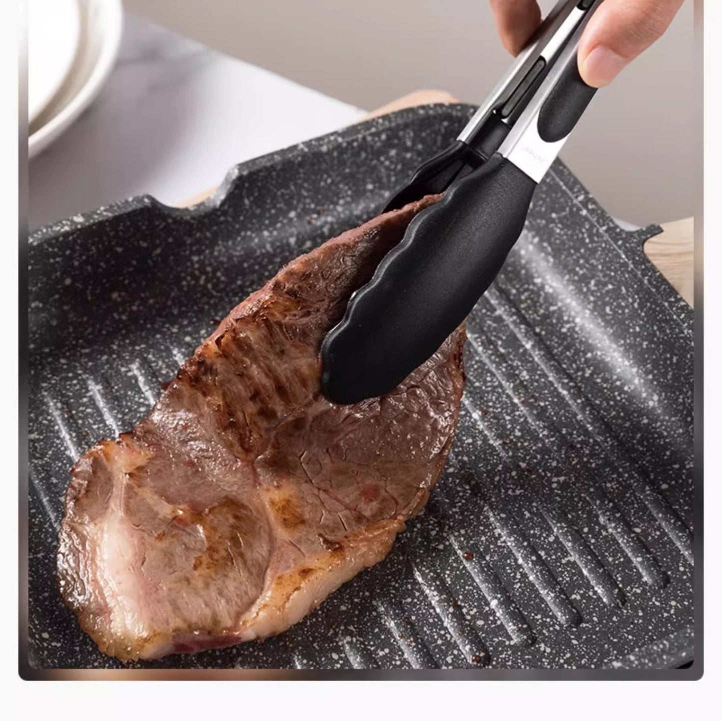 Cross Border Black Silicone Clip Food Clip Commercial High Temperature Resistant Food Grade Kitchen Steak Barbecue Grill Tool