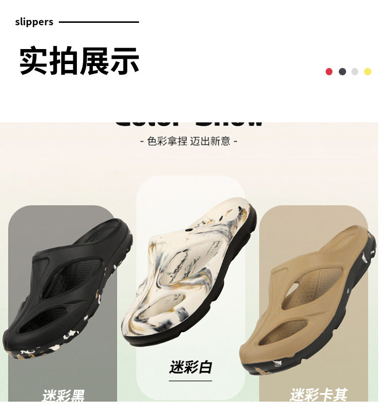 Cross-Border Outdoor Thick-Soled Sandals, Hollow Eva Shaped Water Sandals, Non-Slip Clogs, Men's and Women's Beach Sandals, Slippers