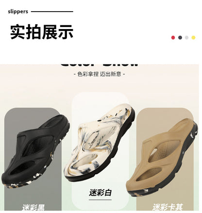 Cross-Border Outdoor Thick-Soled Sandals, Hollow Eva Shaped Water Sandals, Non-Slip Clogs, Men's and Women's Beach Sandals, Slippers